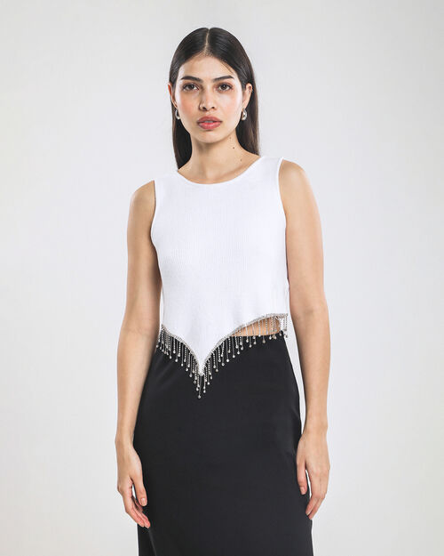 Top Asimétrico Strass Brillos